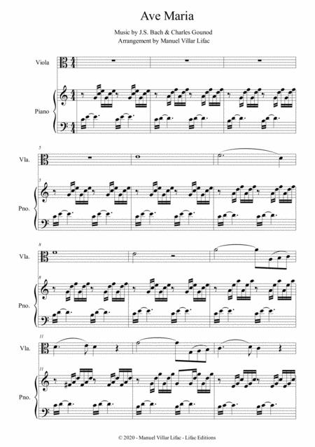 Free Sheet Music Ave Maria Viola And Piano Duet Js Bach Charles Gounod