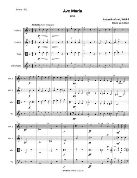 Free Sheet Music Ave Maria Wab 6