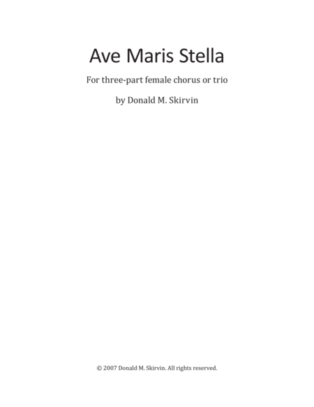 Free Sheet Music Ave Maris Stella Ssa A Cappella