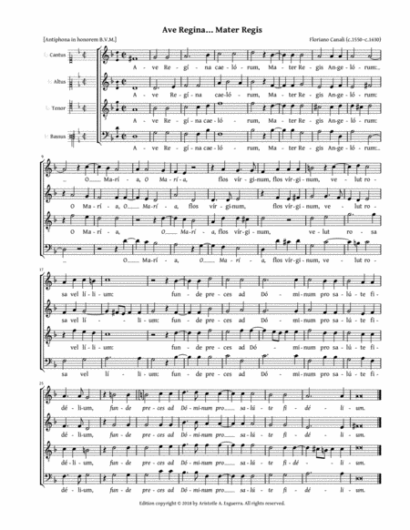 Ave Regina Mater Regis Canali Saat Or Satt Sheet Music