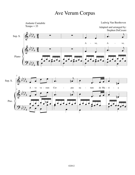 Free Sheet Music Ave Verum Corpus For Soprano Solo And Satb