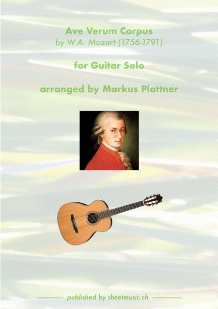 Free Sheet Music Ave Verum Corpus Mozart For Guitar Solo