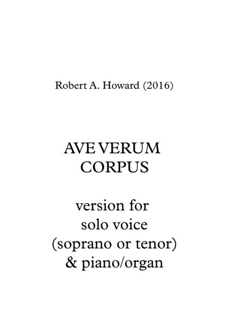 Free Sheet Music Ave Verum Corpus Solo Unison Version