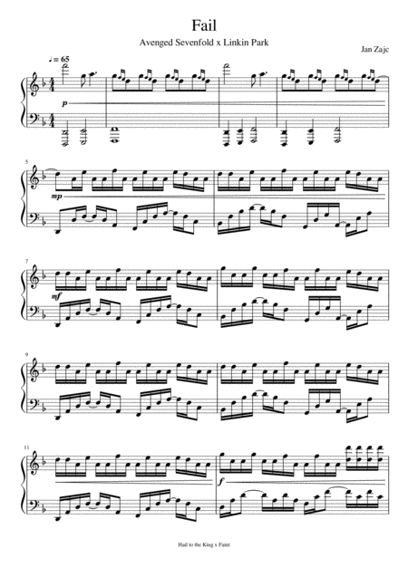 Avenged Sevenfold Linkin Park Fail Sheet Music