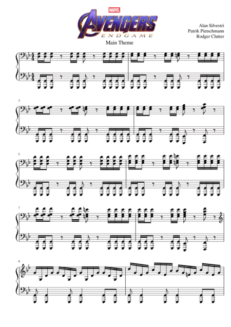 Avengers Main Theme Piano Solo Sheet Music