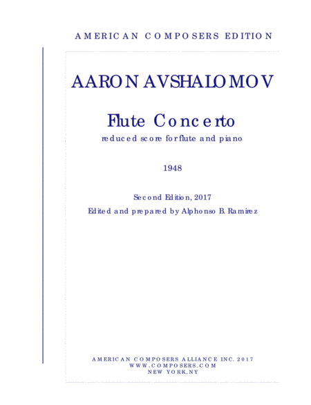 Avshalomov Flute Concerto Reduction Sheet Music