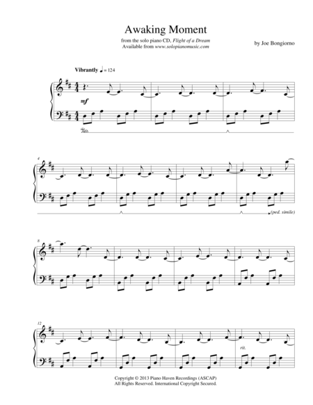 Awaking Moment By Joe Bongiorno Sheet Music