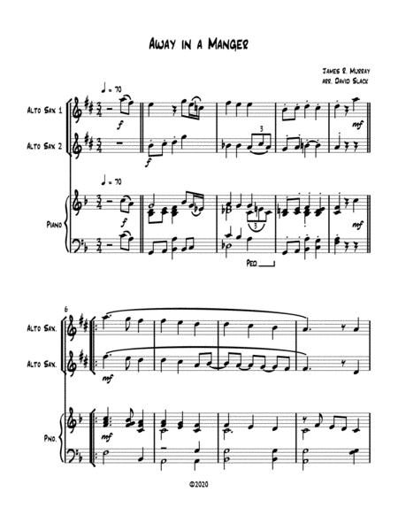 Free Sheet Music Away In A Manger Alto Saxophone Duet With Optional Piano Accompaniment