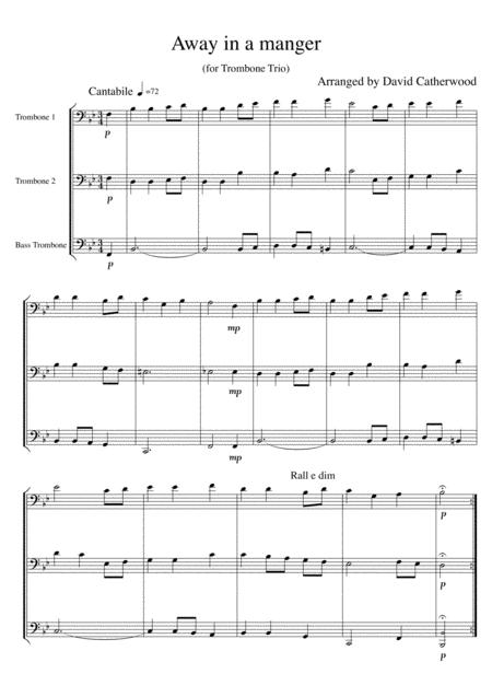 Away In A Manger Arranged For Trombone Trio By David Catherwood Sheet Music