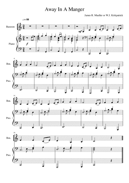 Free Sheet Music Away In A Manger Bassoon Solo