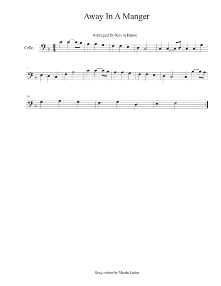 Away In A Manger Cello Sheet Music