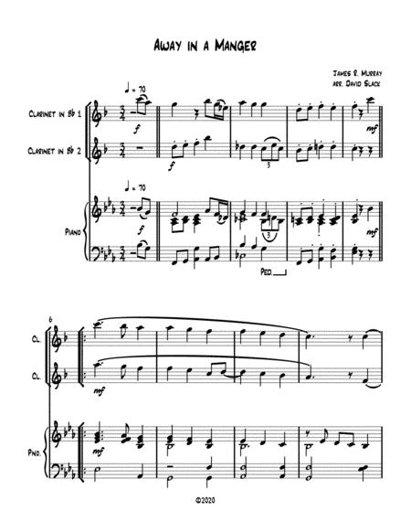 Free Sheet Music Away In A Manger Clarinet Duet With Optional Piano Accompaniment