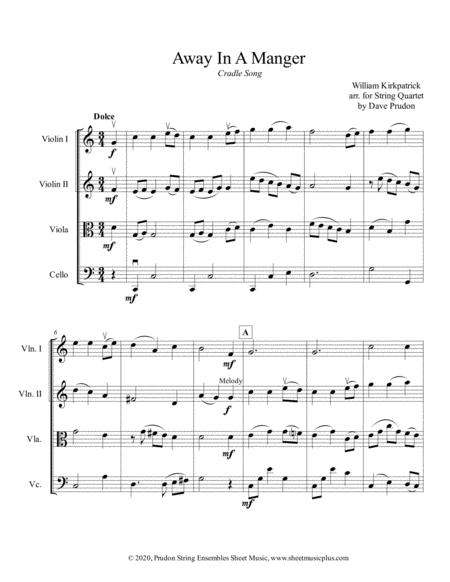 Free Sheet Music Away In A Manger Cradle Song For String Quartet