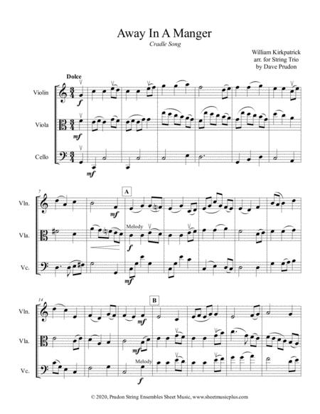 Away In A Manger Cradle Song For String Trio Sheet Music