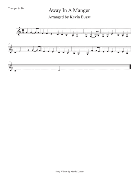 Free Sheet Music Away In A Manger Easy Key Of C Trumpet