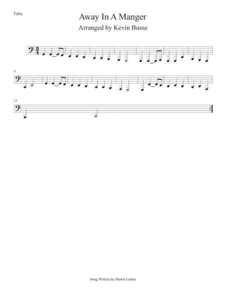 Away In A Manger Easy Key Of C Tuba Sheet Music