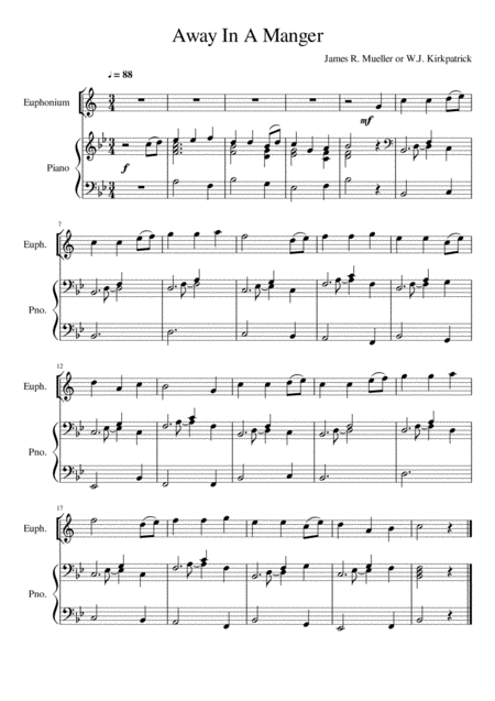 Away In A Manger Euphonium Treble Clef Solo Sheet Music