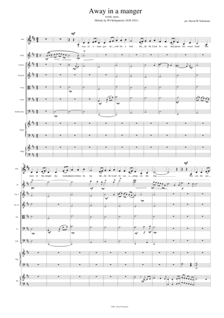 Free Sheet Music Away In A Manger For Alto Voice And Orchestra