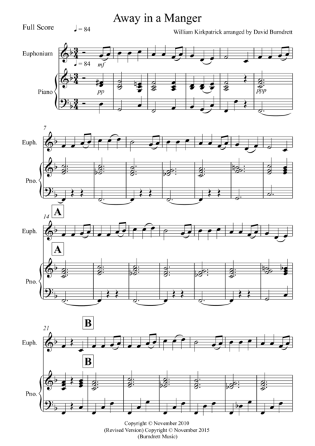 Free Sheet Music Away In A Manger For Euphonium And Piano
