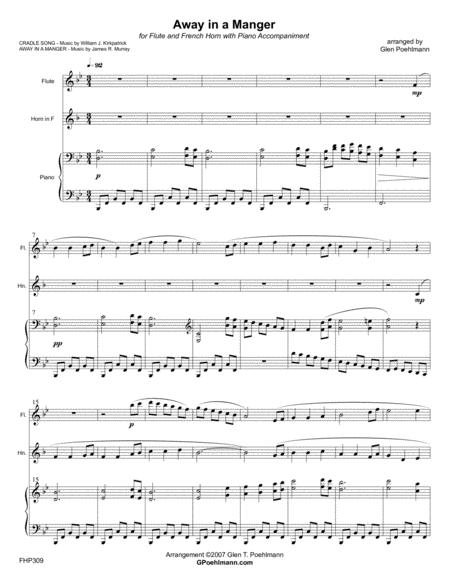 Free Sheet Music Away In A Manger For Flute Horn With Piano Accompaniment