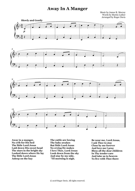 Free Sheet Music Away In A Manger For Really Easy Piano