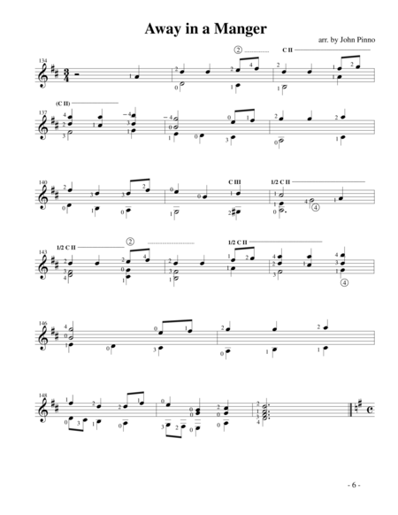 Away In A Manger For Solo Classical Guitar Sheet Music