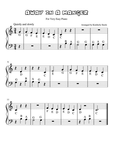 Free Sheet Music Away In A Manger For Very Easy Piano