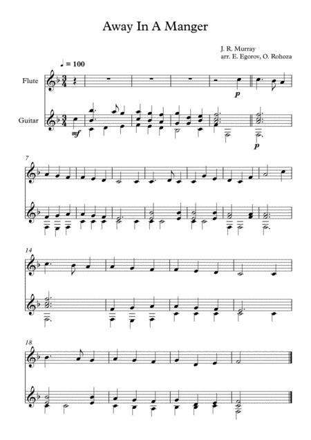 Free Sheet Music Away In A Manger James Ramsey Murray For Flute Guitar