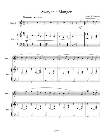 Free Sheet Music Away In A Manger Oboe Solo With Optional Piano Accompaniment