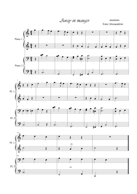 Away In A Manger Piano 4 Hands Sheet Music