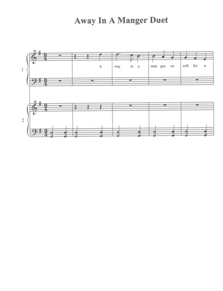 Free Sheet Music Away In A Manger Piano Duet