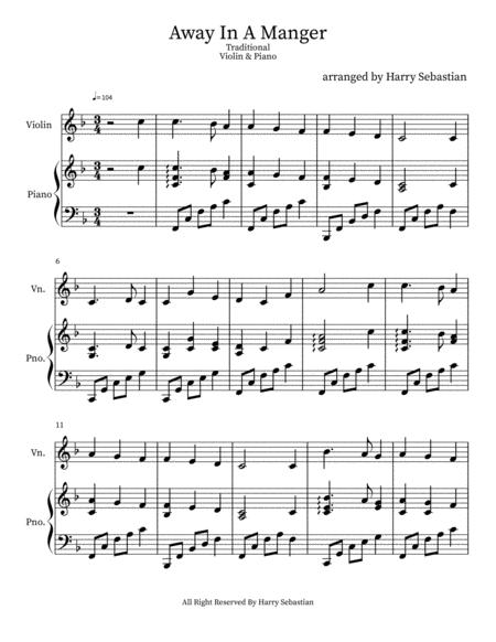 Away In A Manger Piano Violin Sheet Music