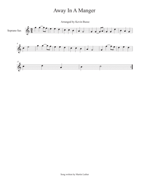 Away In A Manger Soprano Sax Sheet Music