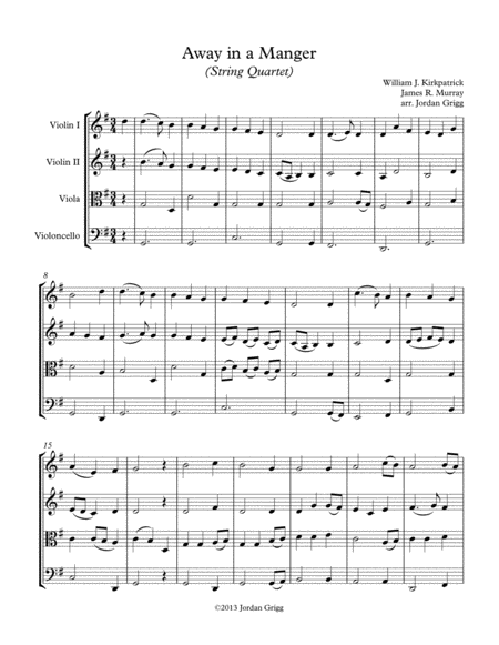 Away In A Manger String Quartet Score And Parts Sheet Music