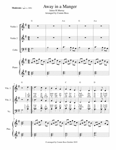 Away In A Manger Strings Piano Sheet Music