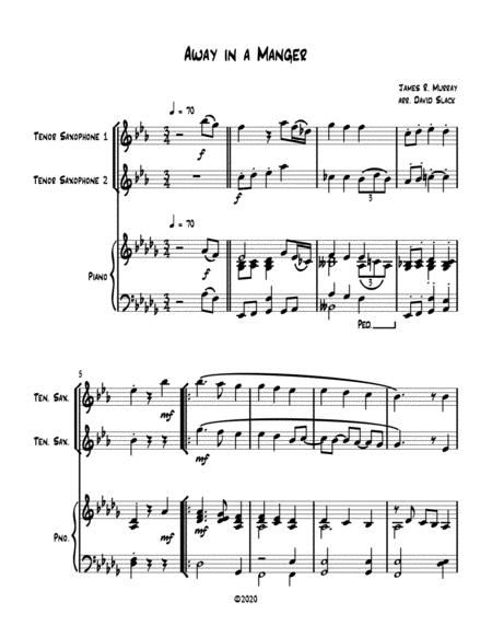 Free Sheet Music Away In A Manger Tenor Sax Duet With Optional Piano Accompaniment