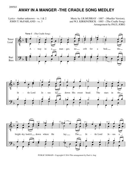 Free Sheet Music Away In A Manger The Cradle Song Medley