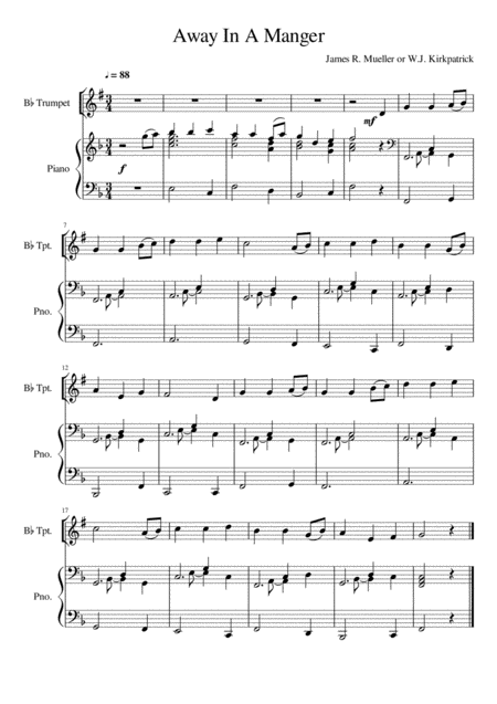 Away In A Manger Trumpet Solo Sheet Music