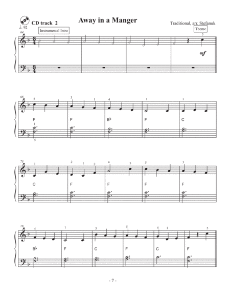 Away In A Manger Very Easy Piano Sheet Music