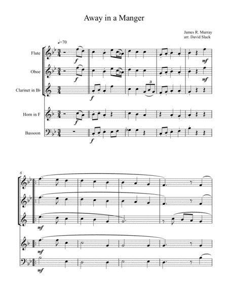 Free Sheet Music Away In A Manger Wind Quintet