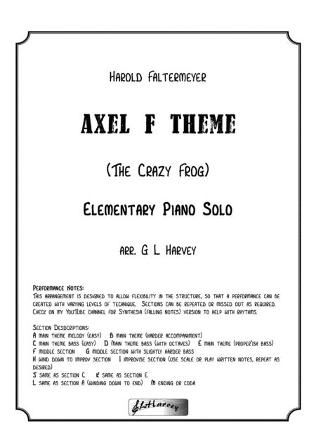 Axel F Theme For Elementary Piano Sheet Music