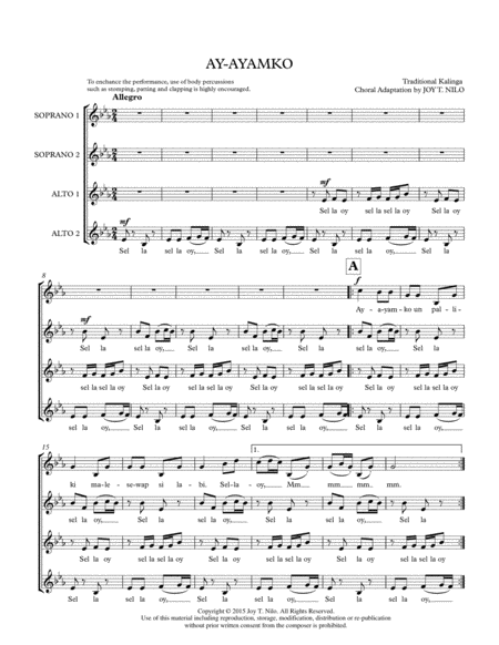 Free Sheet Music Ay Ayamko Ssaa