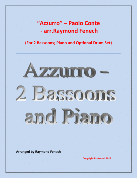 Azzurro 2 Bassoons Piano And Drum Set Sheet Music