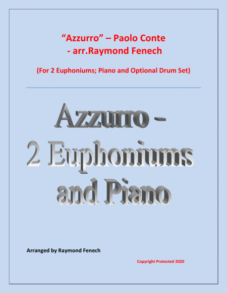 Azzurro 2 Euphoniums Piano And Drum Set Sheet Music