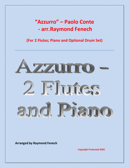 Azzurro 2 Flutes Piano And Drum Set Chamber Music Sheet Music