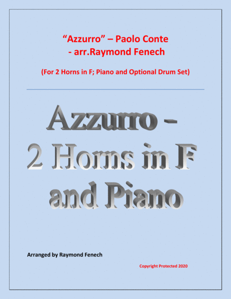 Free Sheet Music Azzurro 2 Horns In F Piano And Optional Drum Set