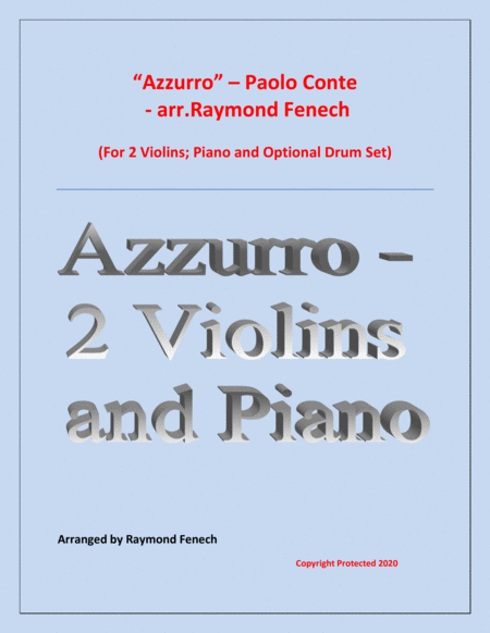 Azzurro 2 Violins Piano And Drum Set Chamber Music Sheet Music