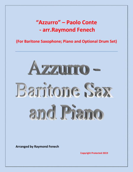 Free Sheet Music Azzurro Baritone Saxophone Piano And Optional Drum Set