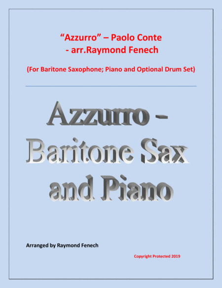 Azzurro Baritone Saxophone Piano And Optional Drum Set Sheet Music