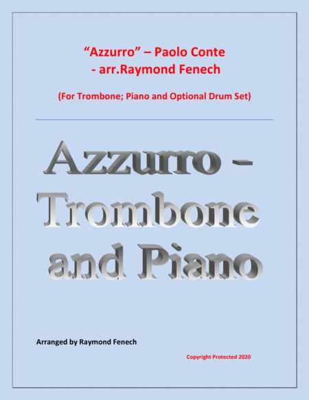 Azzurro Trombone Piano And Drum Set Sheet Music